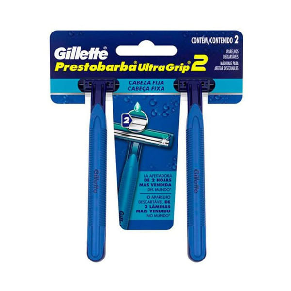Aparelho de Barbear Descartável Prestobarba Ultragrip 2un Lubrificante 2 lâminas Gillette Aparelho Barbear Prestobarba Ultragrip 02Un - Gillette Prestob Ultra Grip