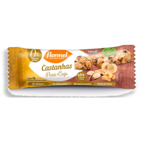 Flormel Barra de Cereal Castanha-do-Pará e Caju Sem Açúcar Sem Glúten Barra De Cereais Flormel Sou Branco Caju 27G - Flormel