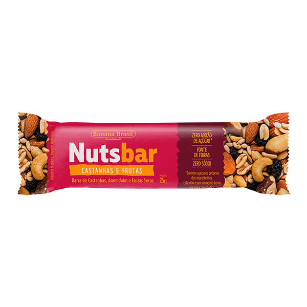 Barra de Nuts Castanhas, Amendoim e Frutas Secas Zero Sódio sem Adição de Açúcar Nutsbar Pacote 25g