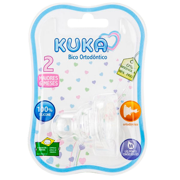 Bico Mamadeira Kuka Nº2 Ortodôntico Silicone Anticólica 6m