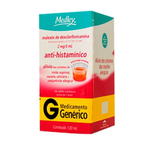Maleato De Dexclorfeniramina 0,4Mg Solução Oral 120Ml - Medley