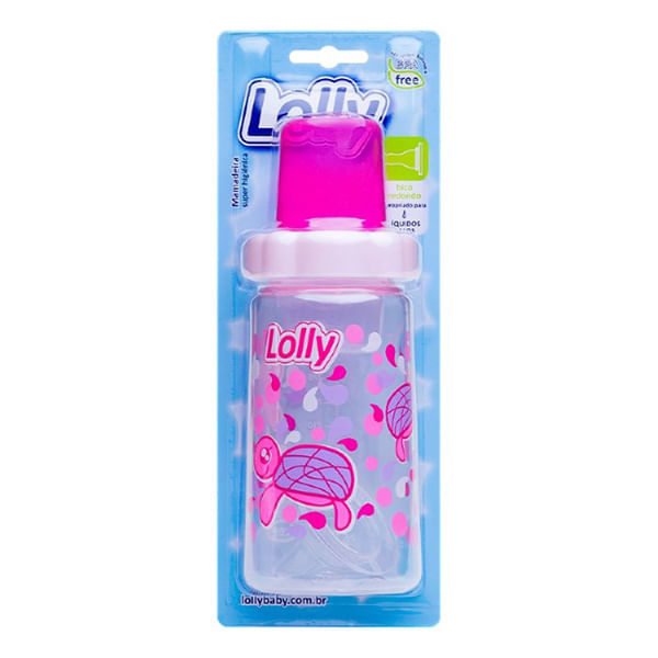 Mamadeira Big Oceano 330ml Rosa Livre de BPA Lolly - Bico Ortodôntico Silicone (6m+)