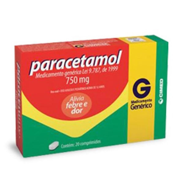 Paracetamol 750Mg 20 Comprimidos - Cimed