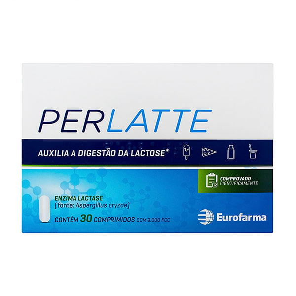 Suplemento Enzima Lactase Perlatte 9000 FCC 30 Comprimidos