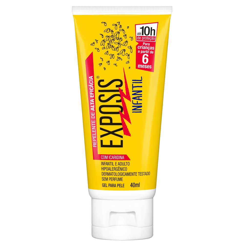 Repelente Infantil Gel Exposis 40ml 20% Icaridina Sem Perfume 10h Proteção