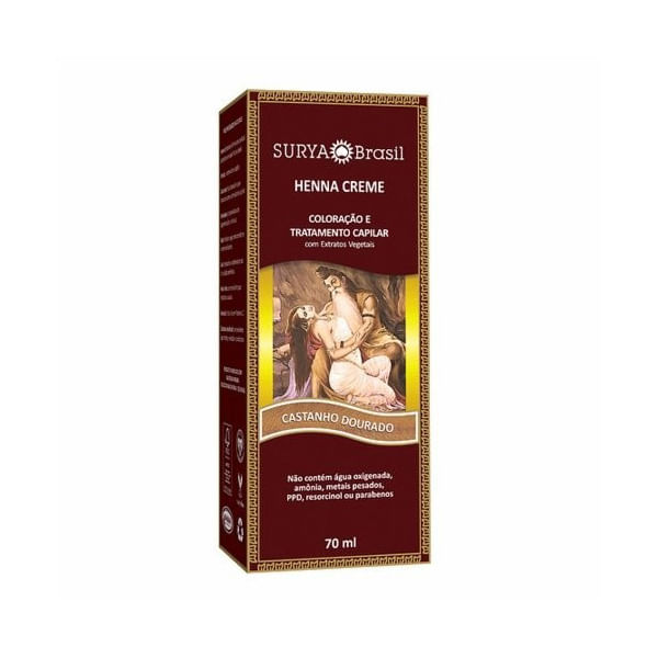 Coloração Semi-Permanente Henna Creme Castanho Dourado 70 ml Surya