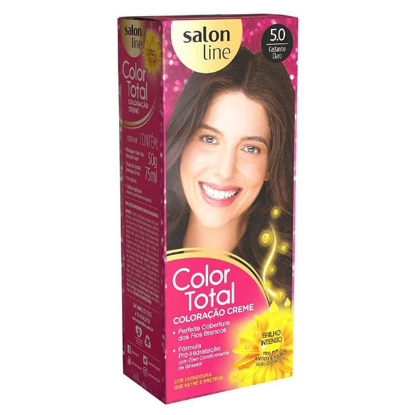 Coloração Permanente Color Total 5.0 Castanho Claro 50g+75ml Salon Line