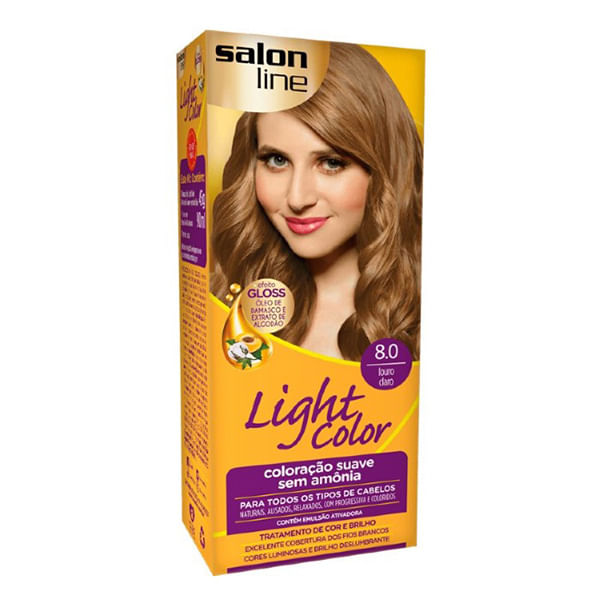 Tintura Semi-permanente Light Color 8.0 Louro Claro Alta Cobertura - Salon Line Tintura Salon Line Light Color Profissional 8.0 Loção Claro - Salon Line Light Color