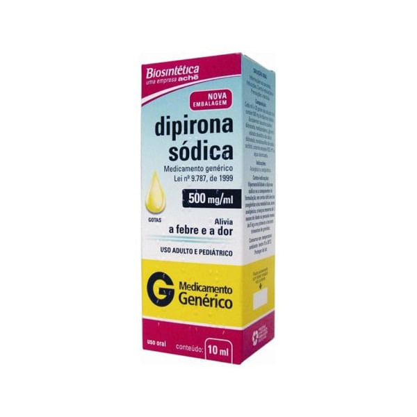 Dipirona Sódica 500mg Gotas 10ml - Biosintética