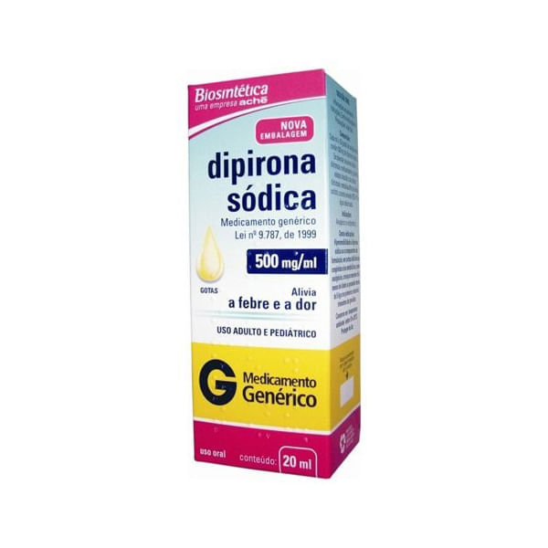 Dipirona Sódica 500Mg/Ml Gotas 20Ml - Biosintética