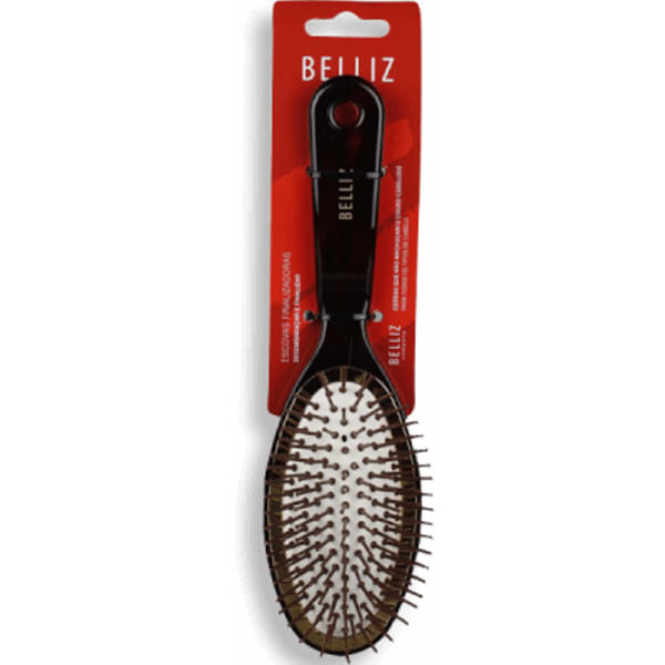 Escova de Cabelo Belliz Oval 158 Tartaruga - Pinos Nylon, Médio