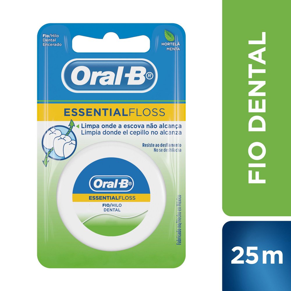 Fio Dental Encerado Essential Floss 25m Menta Oral-B