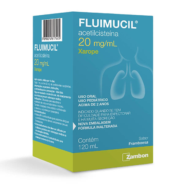 Fluimucil 20mg Xarope Pediátrico Sabor Framboesa 120ml
