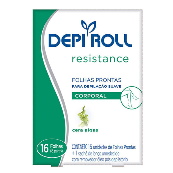 Folhas para Depilação Corporal Resistance Algas Creme 8 Pares Depi Roll