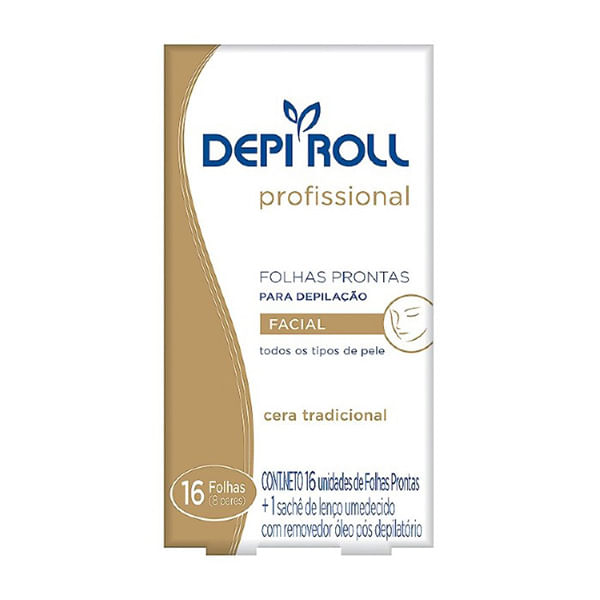 Folhas Prontas para Depilação Facial Depi Roll-On 8 Pares Depi Roll Folhas Prontas Depilatório Depi Roll-On Facial Tradicional 8 Pares - Depi Roll