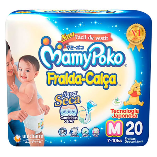 Fralda-Calça Mamypoko M, Pacote Com 20 Unidades