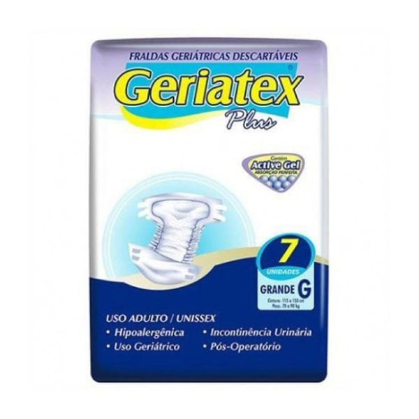 Fralda Geriátrica Geriatex Plus G - 7 Unidades Fralda Geriátrica Geriatex Plus G 7Un - Geriatex