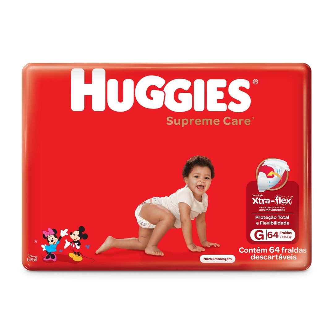 Huggies Fralda Supreme Care G 64 Unidades Xtra-Flex MaxiSec 12h