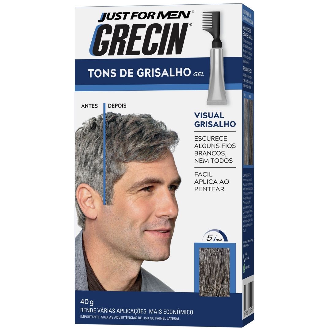 Tonalizante Gel Masculino Tons Grisalhos 5 40g Grecin