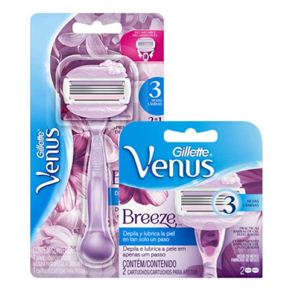 Kit Aparelho de Barbear Venus Brezze com 2 Cargas e Estojo - Gillette
