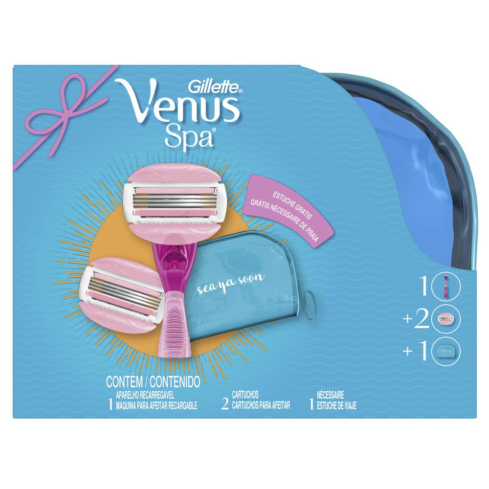 Aparelho Depilatório Feminino Venus Spa 2 un com Porta-Biquíni Aroma Chá Branco - Gillette