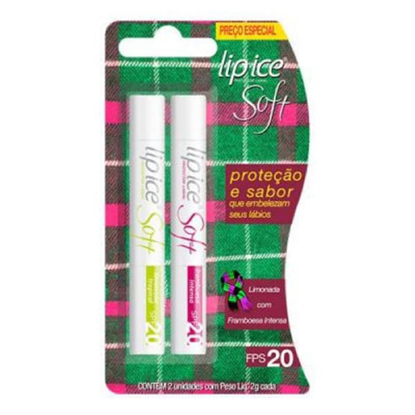 Protetor labial Soft Natural FPS20 2un Limonada & Framboesa Lip Ice Kit Protetor Labial Lipice Soft Limonada Framboesa Fps20 02Un - Lip Ice