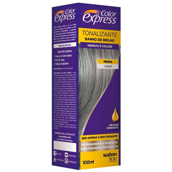 Kit Tintura Semi-Permanente Color Express Prata Cendre 100ml Salon Line Kit Tintura Salon Line Color Express Prata Cendre - Salon Line Color Express