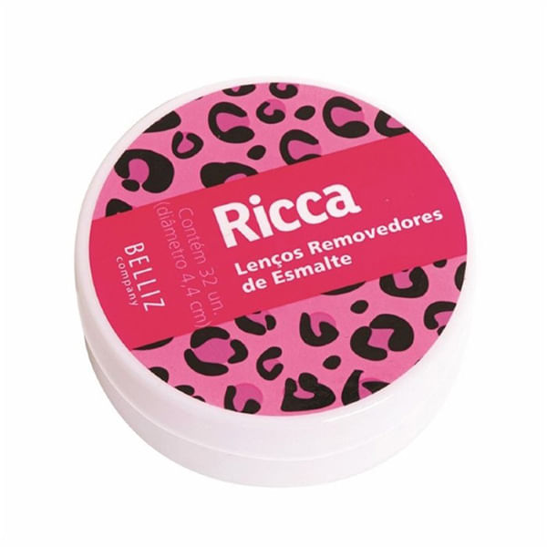 Lenço Removedor de Esmalte Belliz Sem Acetona 32 Lenços Ricca