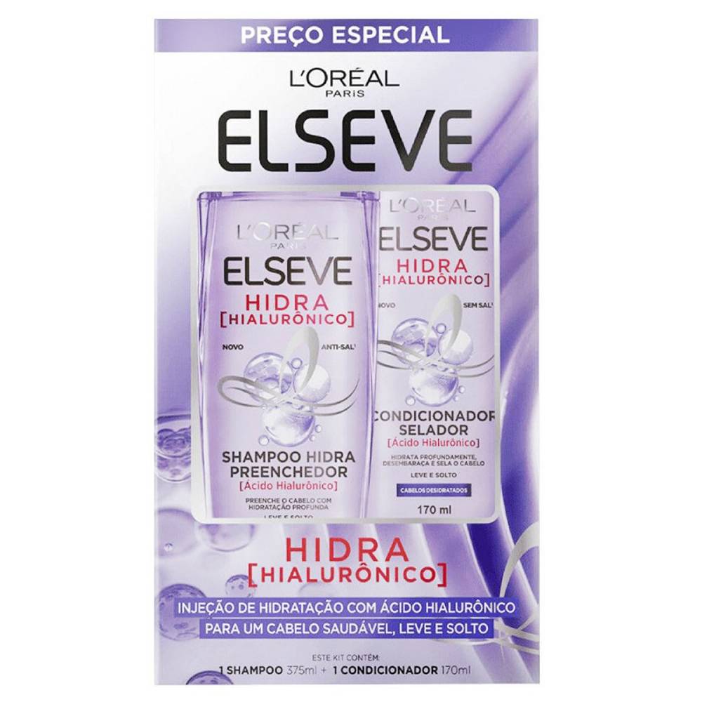 Kit Elseve Hidra Hialurônico Shampoo com 375ml + condicionador com 170ml