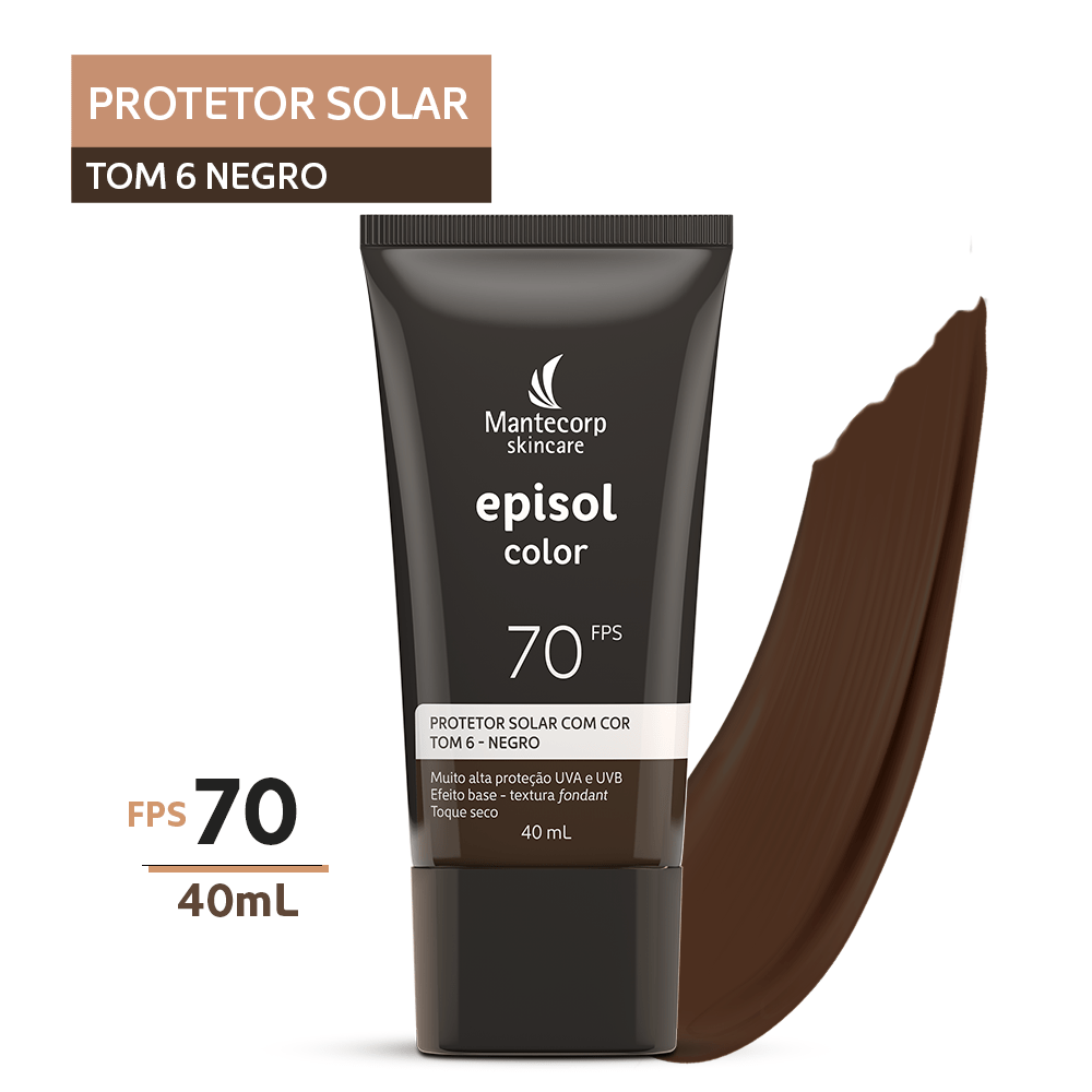 Protetor Solar Facial Episol Color Tom 6 Negro FPS 70 - 40ml