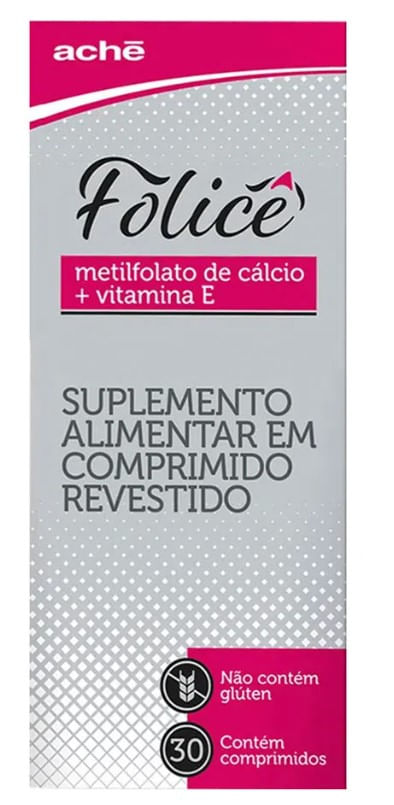 Suplemento Ácido Fólico Folice 393,25mg Comprimido 30 Unidades