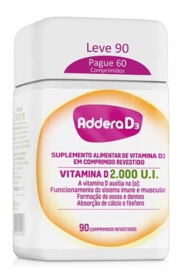 Suplemento Vitamina D3 Addera 2000Ui Comprimido 90 Unidades