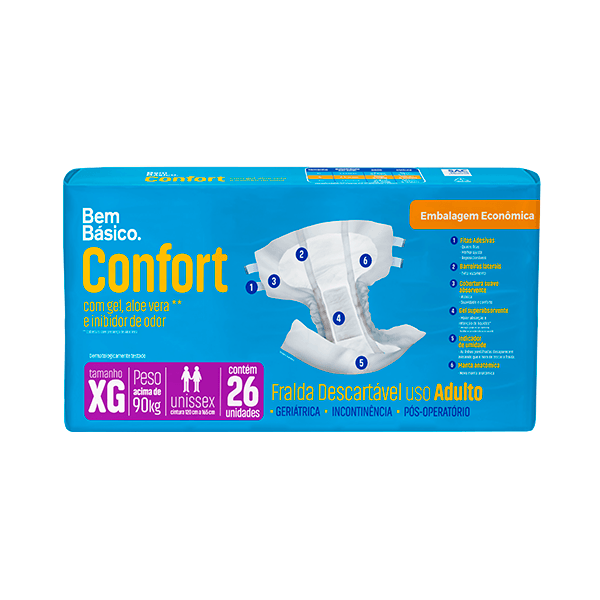 FRALDA BEM BÁSICO CONFORT XG C/ 26 UNIDADES