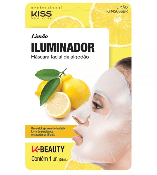 Máscara Facial Limão Algodão 20ml Kiss Ny Máscara facial Kiss New York Limão 20ml