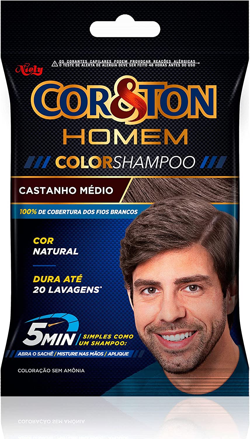 Tintura Masculina Shampoo Coreton Men 40 Castanho Médio Niely