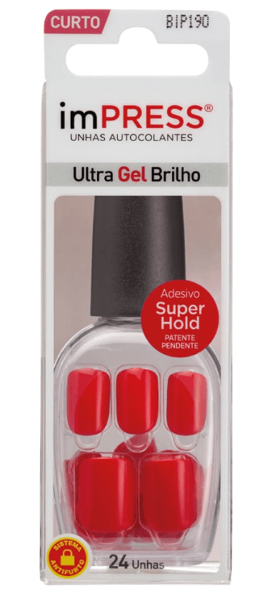 Unhas Autocolantes My Agent FBIP190 Vermelho 24 Unhas Impress Unha Au/Co Impress Com My Agent Fbip190 - Impress