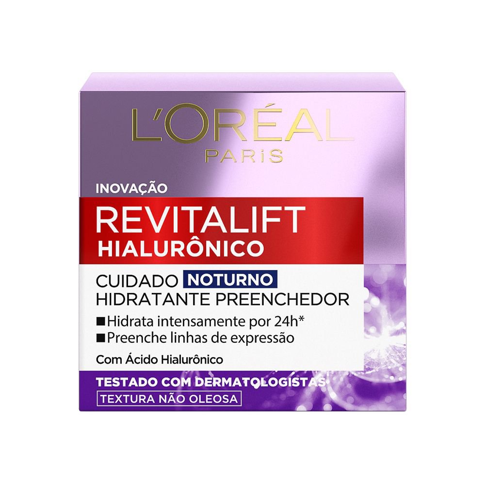 Creme Facial Anti-idade L'Oréal Paris Revitalift Hialurônico Noturno, 49g