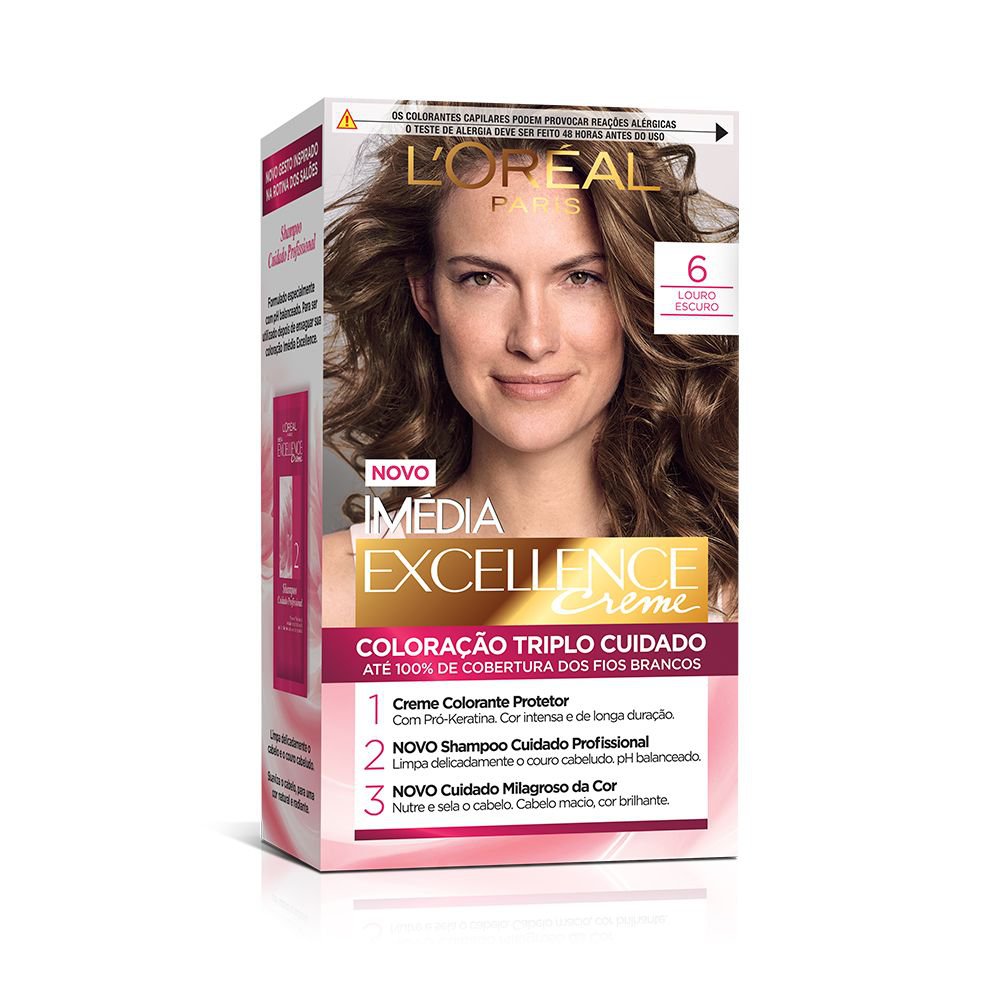 Coloração Permanente Excellence 6 Louro Escuro Kit 169ml Imedia