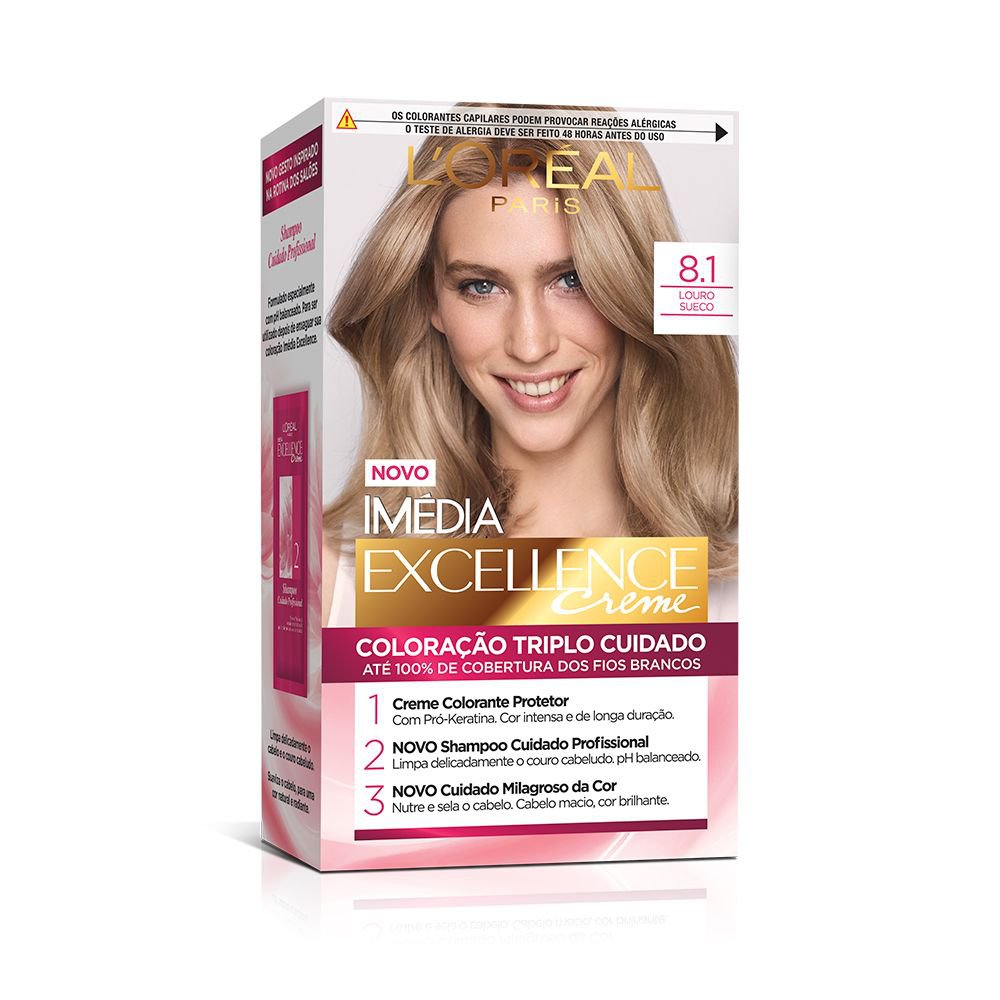 Tinta de Cabelo Imedia Excellence 8.1 Louro Sueco