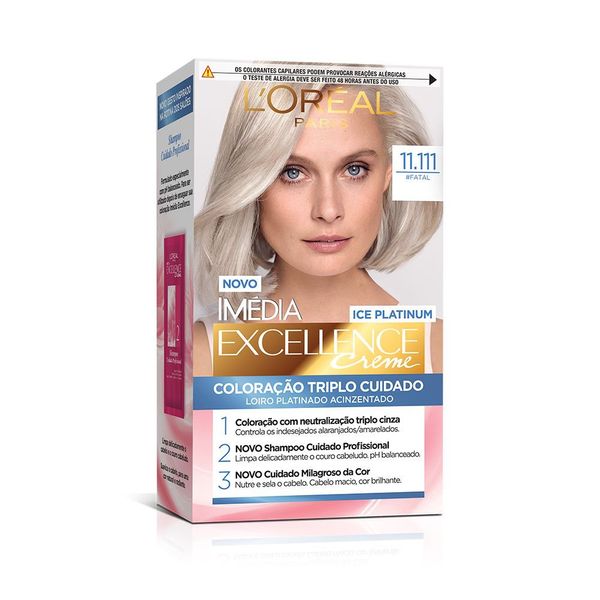Tinta de Cabelo Permanente Imedia Excellence Ice Platinum 11.111 Louro Fatal Tinta de Cabelo Imedia Excellence Ice Platinum 11.111 Louro Fatal