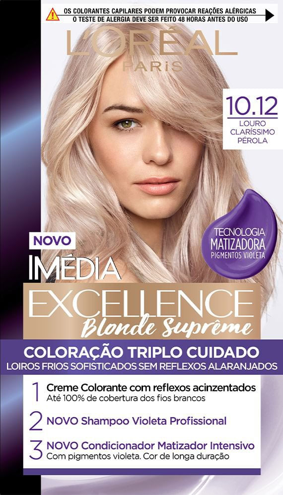 Coloração Permanente Blonde Supreme 10.12 Louro Claríssimo Pérola Imedia