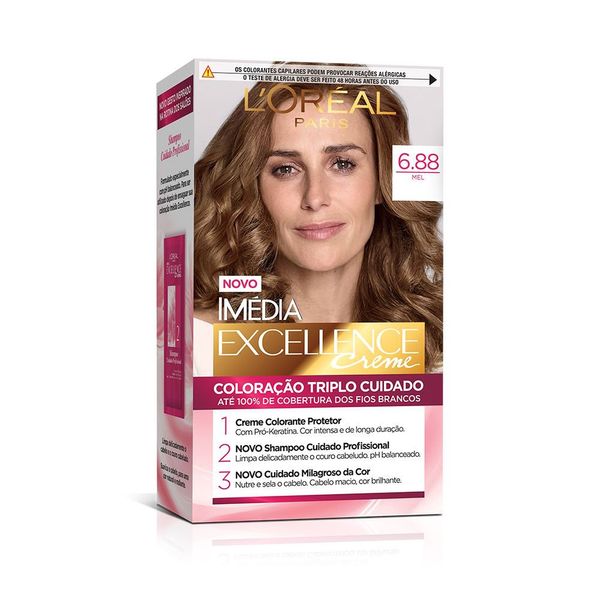 Coloração Permanente Excellence 6.88 Mel Imedia Tinta de Cabelo Imedia Excellence 6.88 Mel