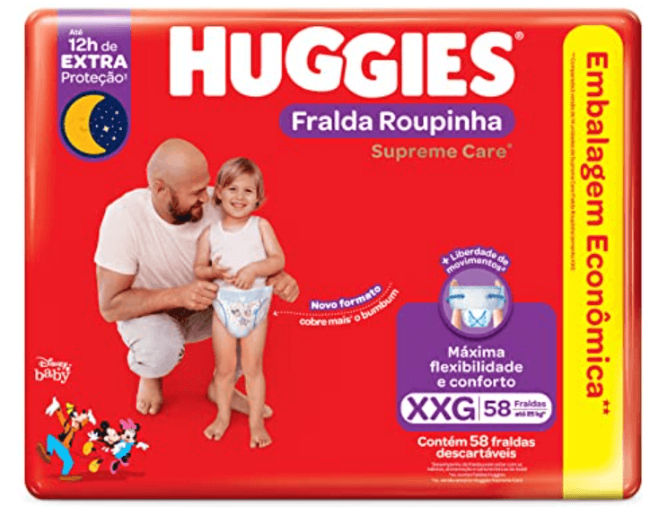 Fralda Huggies Supreme Care Bag Roupinha Xxg Com 58 Unidades