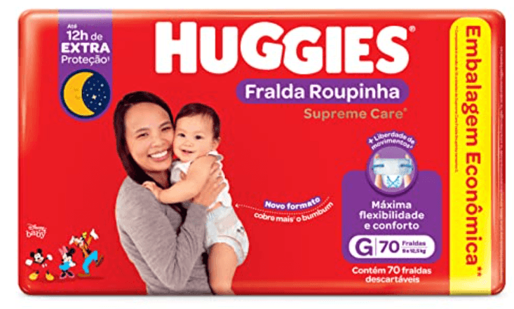 Fralda Huggies Supreme Care Bag Roupinha G Com 70 Unidades