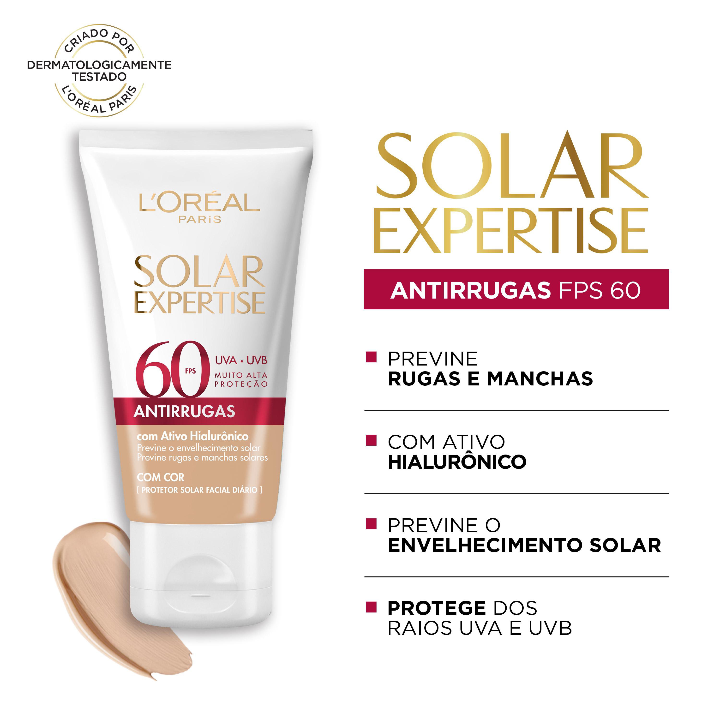 Protetor Solar Facial L'Oréal Paris Solar Expertise Antirrugas Com Cor FPS 60, 40g - Imagem 3