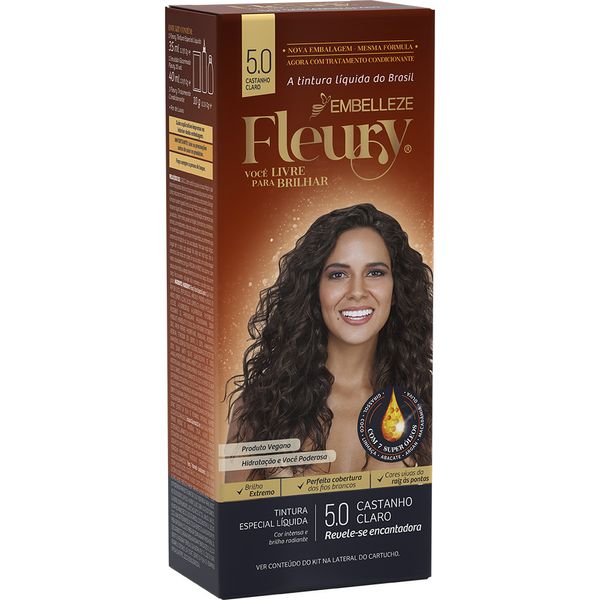 Tintura Coloração Permanente Fleury 5.0 Castanho Claro Embelleze Tintura Fleury 5.0 Castanho Claro - Fleury