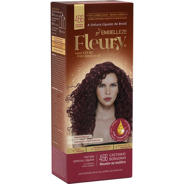 Tintura Permanente Fleury 4.66 Castanho Borgonha Embelleze Tintura Fleury 4.66 Castanho Borgonha - Fleury