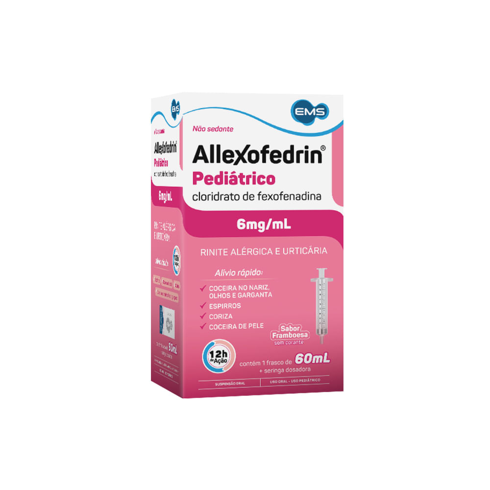 Allexofedrin Pediátrico 6Mg/Ml Sabor Framboesa Suspensão Oral 60Ml