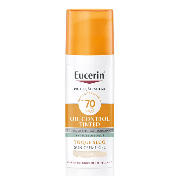 EUCERIN Protetor Solar Facial Oil Control Cor Clara FPS 70 50ml, Antioleosidade, Proteção UVA, UVB e Luz Visível, Pele Oleosa - Imagem 2