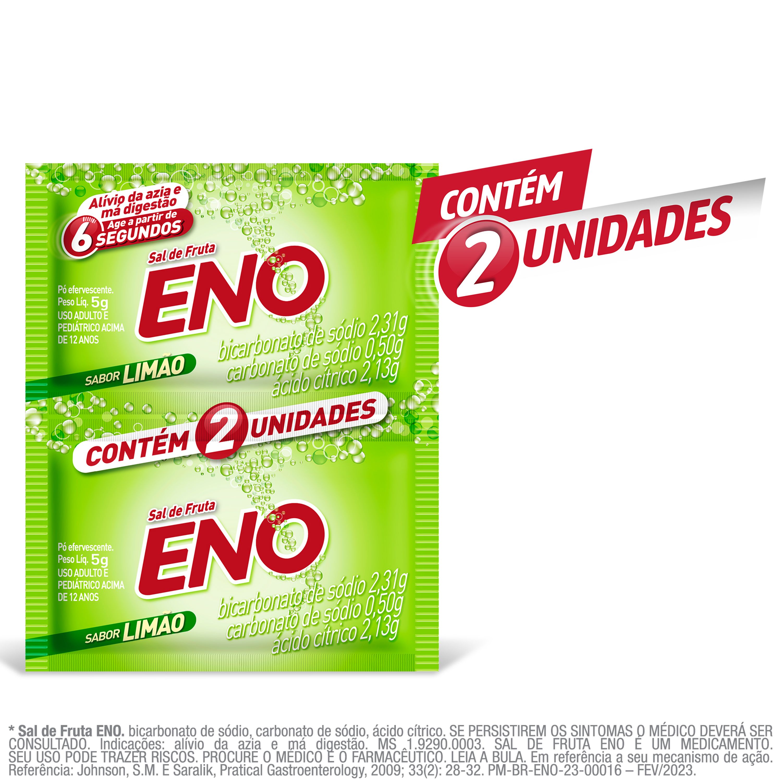 Eno Limão Envelope 2 Unidades 5g Cada Pó Efervescente